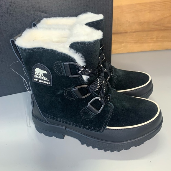 NIB Women’s Sorel Tivoli IV WP Black Snow Boots Insulated Waterproof - Picture 2 of 5